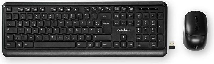 Nedis KBMCW100BKDE Maus und Tastatur-Set Wireless Maus- und Tastaturverbindung: USB 800 / 1200 / 160 (DE, Kabellos)