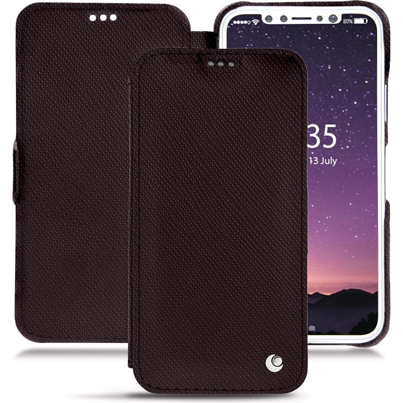 Noreve Lederschutzhülle Wallet (Apple iPhone X, Apple iPhone 7 Plus), Smartphone Hülle, Schwarz
