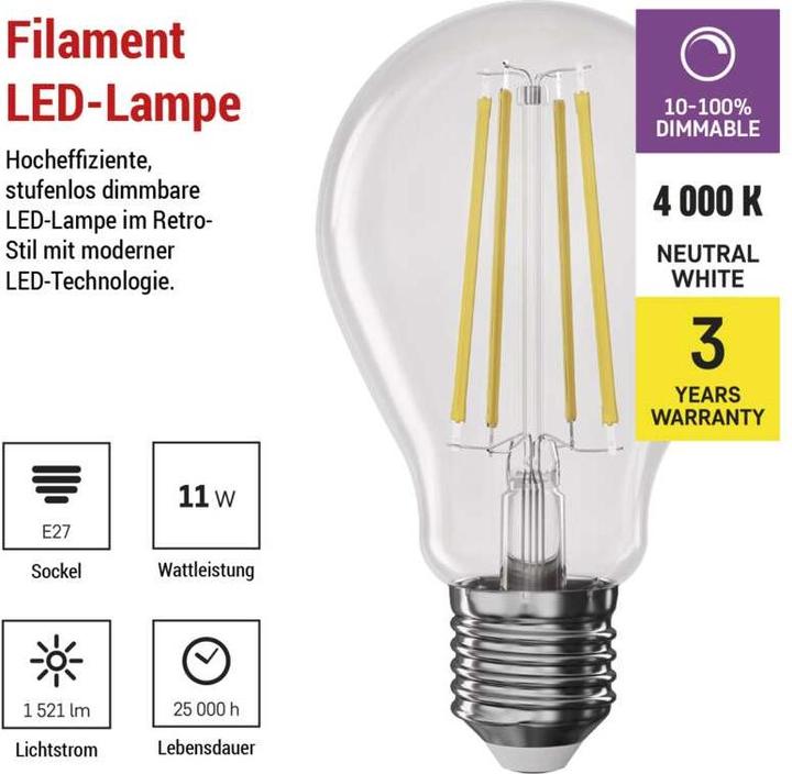 Immagine prodotto Emos Filament A60 (E27, 11 W, 1521 lm, 1 x, D)