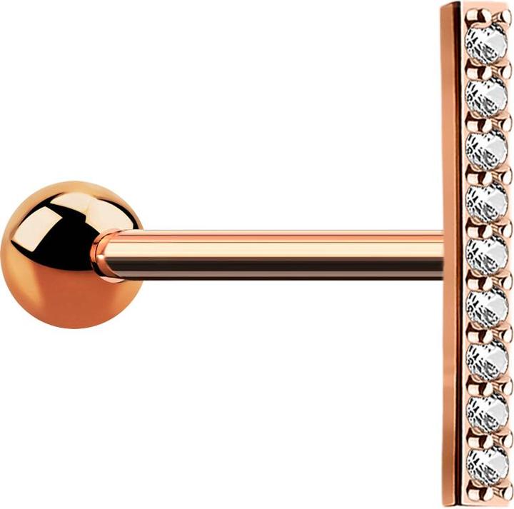Produktbild Star Piercing Micro Barbell rosegold Balken lang mit Kristall (Messing, Chirurgenstahl 316L)