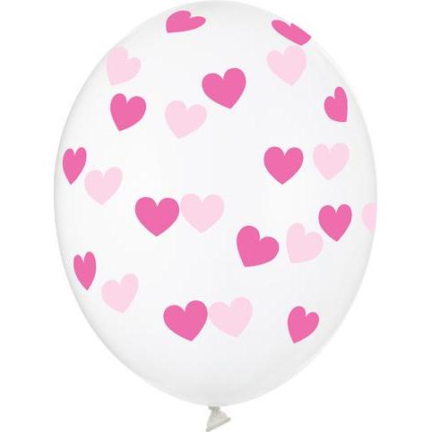 Thumbnail - Partydeco Transparente Luftballons mit Fuchsia Herzen (50Stk)