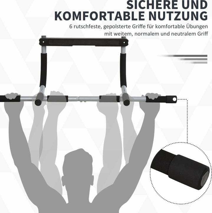 Produktbild Homcom Klimmzugstange, Trainings Halterung, Stahl, Schaumstoff, Schwarz+Grau, 92x40x17cm