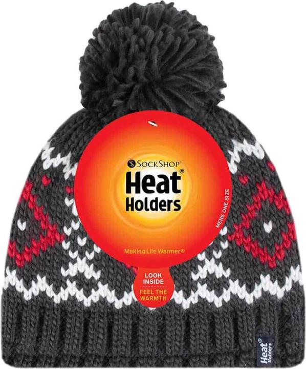Actual product image Heat Holders Beanie Mütze mit Bommel, Winter Warm Fleece Gefütterte Mütze