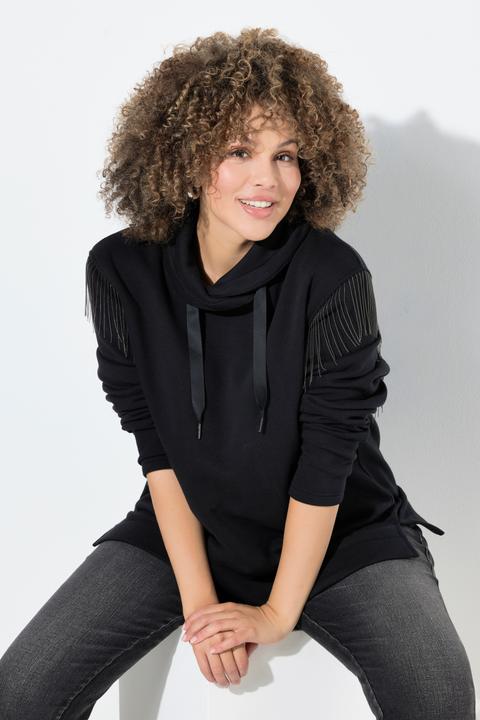Produktbild Ulla Popken Sweatshirt, Kettenfransen, Stehkragen, Langarm (62)