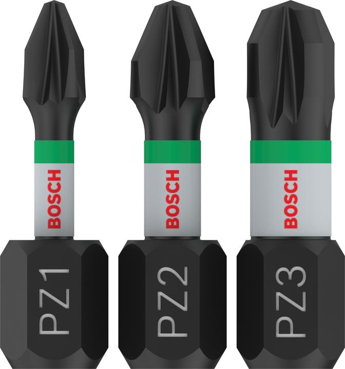 Produktbild Bosch Professional Zubehör PRO Pozidriv Impact Bit, PZ1x25, PZ2x25, PZ3x25 mm, 3-tlg. (PZ2, PZ1, PZ3)