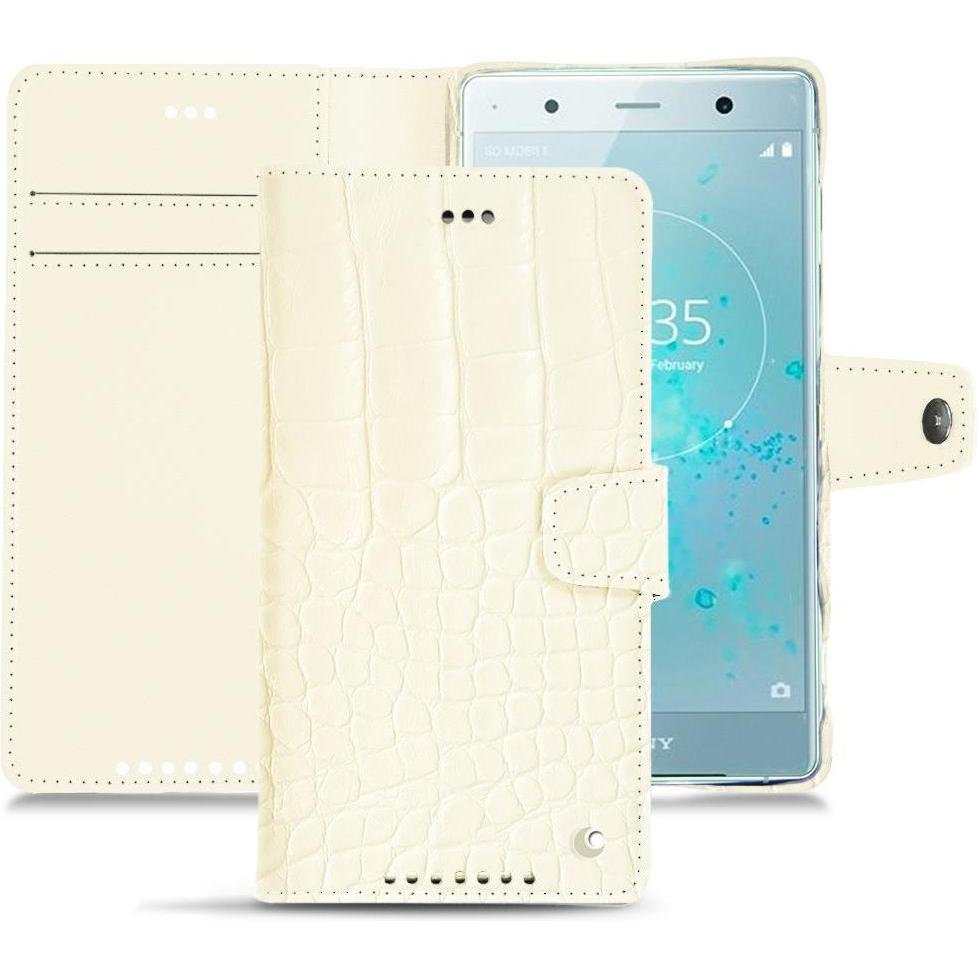 Noreve Lederschutzhülle Wallet (Sony Xperia XZ2 Premium), Smartphone Hülle, Weiss