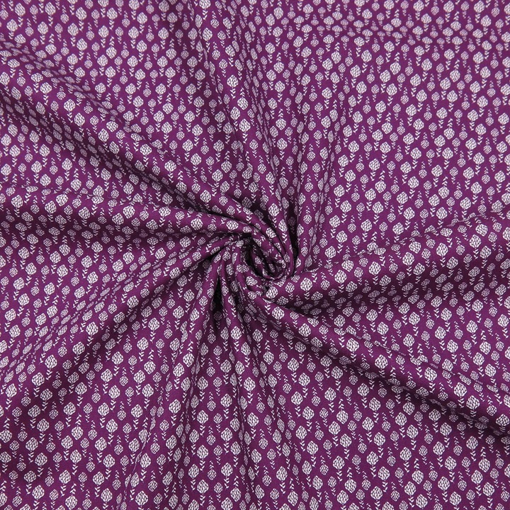 Actual product image Stoffrestposten Cotton - Small cones Purple - Minimum selling quantity: 1 metre