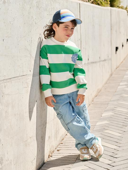Produktbild Vertbaudet Sweatshirt mit Streifen und Print Jungen, Recycling-Polyester (152)