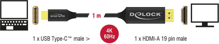 Produktbild Delock HDMI (Typ A) — USB Typ C (1 m, USB Typ C, HDMI, 2.0)