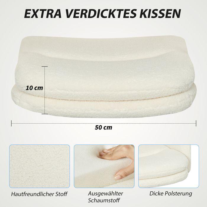 Produktbild Swisshandel24 Fahrbarer Bürostuhl mit Stoffbezug, Armlehne, 5 Räder, drehbar, Cremeweiss (49 - 59 cm)