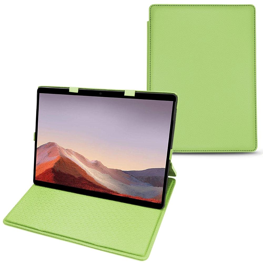 Noreve Lederschutzhülle vertikal (Microsoft Surface Pro X), Tablet Hülle, Grün