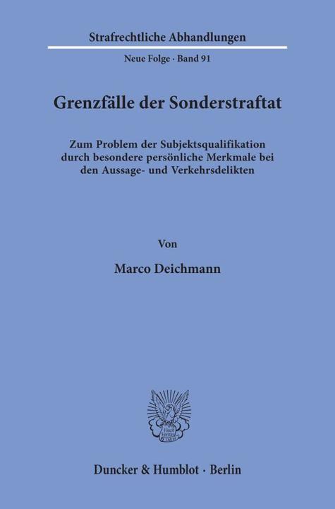 Produktbild Grenzfälle der Sonderstraftat (Deutsch, Marco Deichmann, 1994)