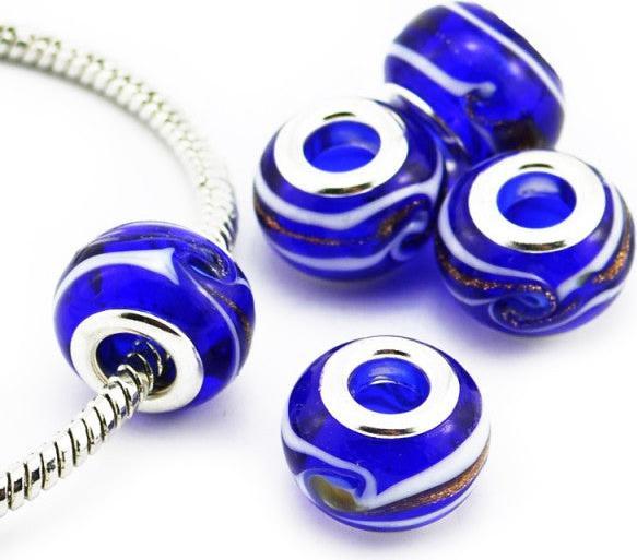 Produktbild Hermex Glas Bead versilbert 925 - Silbrig Blau (925er Silber)