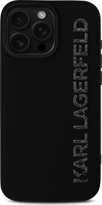 Produktbild Karl Lagerfeld HC 3D Rubber Elongated Glitter iPhone 16 Pro Max Case - Black (Apple iPhone 16 Pro Max)