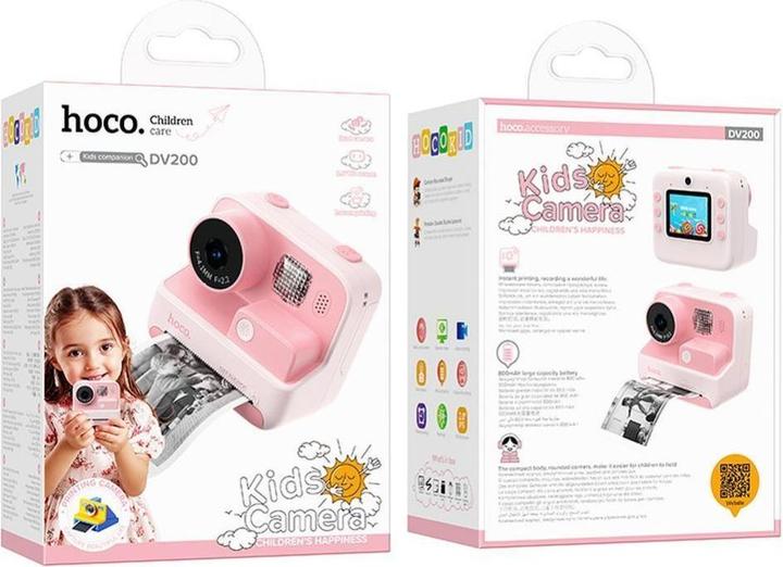 Productafbeelding Hoco Headphone with microphone digital kids camera with printer DV200 pink