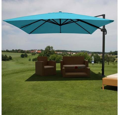 Produktbild Mendler Gastronomie-Ampelschirm, Sonnenschirm, 3x3m (Ø4,24m) Polyester/Alu 23kg - türkis ohne Ständer (3 m)