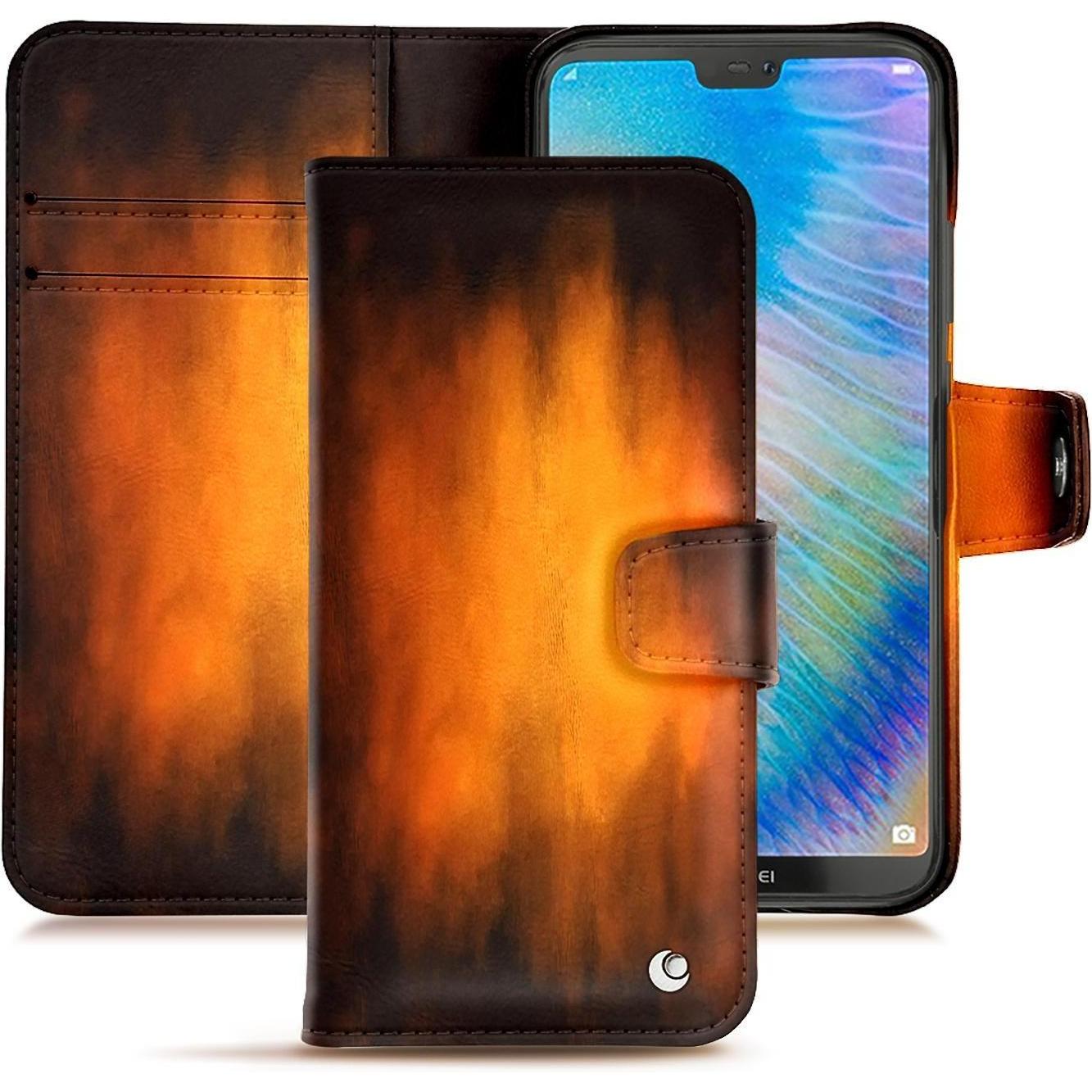 Noreve Lederschutzhülle Wallet (Huawei P20 Lite), Smartphone Hülle, Violett