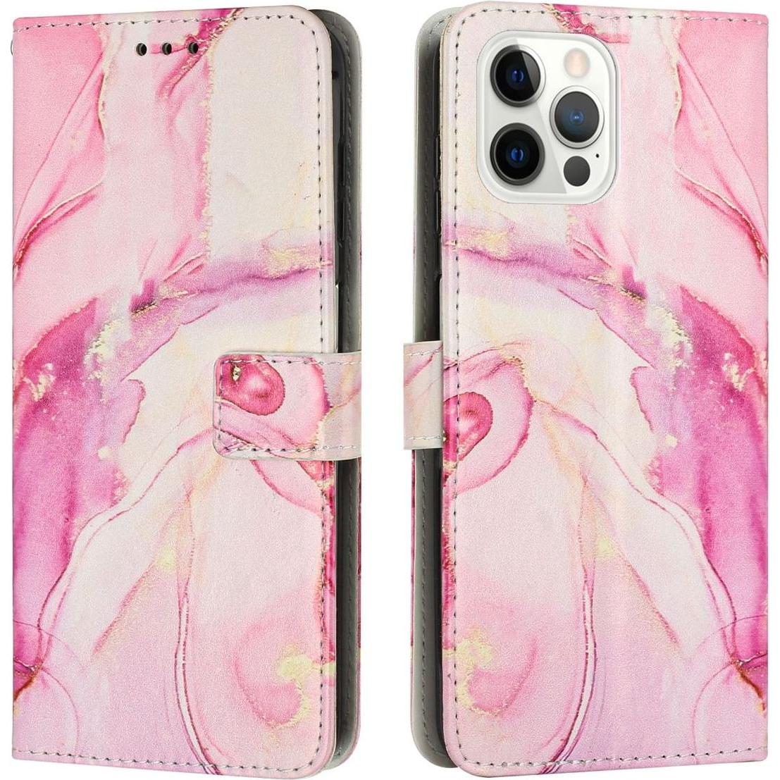 Thumbnail - König Design Hülle für Apple iPhone 15 Pro Handy Schutz Case Cover Klapp Tasche Marmor Etuis (Apple iPhone 15 Pro), Smar...