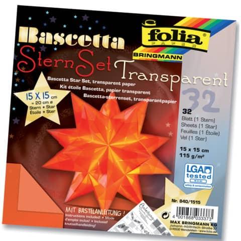 Produktbild Folia Faltbl„tter Bascetta-Stern, orange-transparent (115 g/m², 1 x)