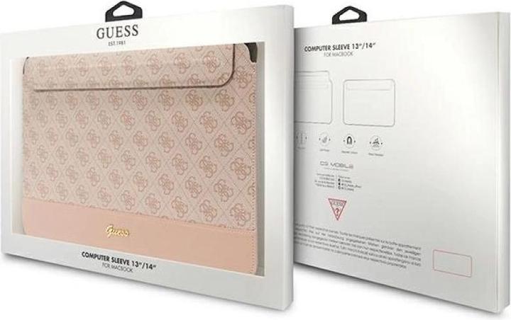Actual product image Guess bag for laptop 14" GUCS14PS4SGW pink Comp Sleeve U 4G Stripe Metal Logo (14")
