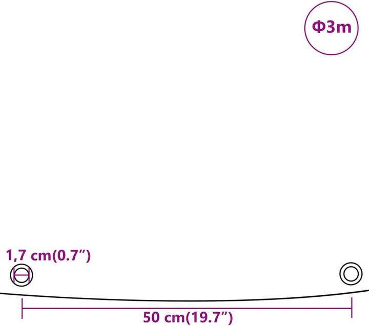 Produktbild vidaXL Abdeckplane Ø 3 m 600 /m²