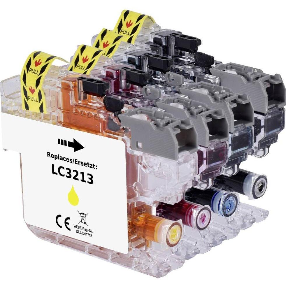Renkforce, Druckerpatrone, Tinte Kombi-Pack ersetzt Brother LC-3213 (LC3213VALDR) Kompatibel Sch (M, BK, C, Y)