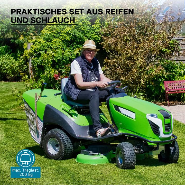 Produktbild Wiltec Reifen für den Aufsitzmäher 15x6.00-6 4pr mit Schlauch und geradem Ventil (Rasentraktor, Gartenmaschinen Ersatzteile)