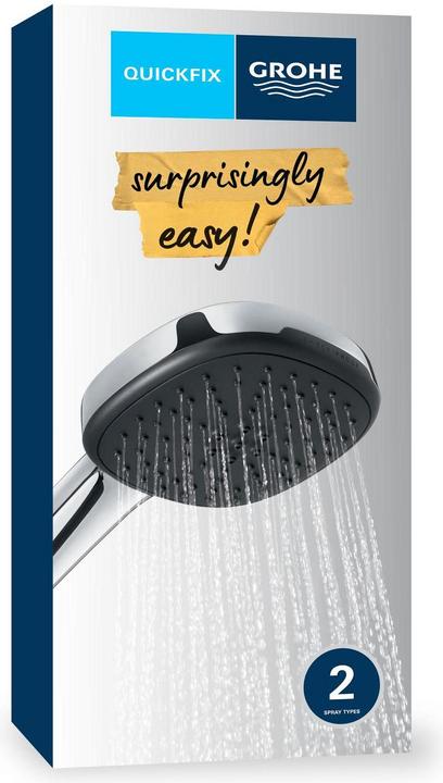Actual product image Grohe Vitalio Comfort 110 QuickFix hand shower, intelligent spray diverter, 2 spray types, chrome (2 Beam types, 13.50 l/min)