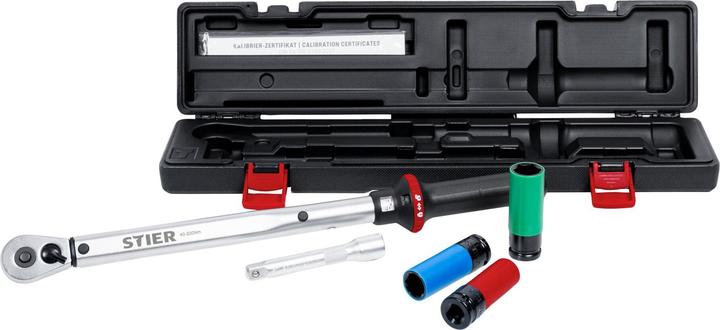 Immagine prodotto Stier Set di montaggio ruote da 1/2 pollice 40 - 200 Nm, 5 pezzi (1/2", 40 Nm, 200 Nm)