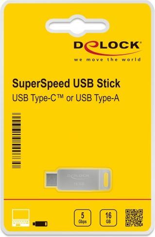 Actual product image Delock USB flash drive (16 GB, USB 3.2, USB-A, USB-C)