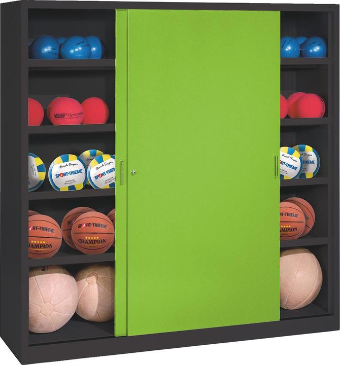 Actual product image C+P Ball cabinet (HxWxD: 195x160x50 cm, with solid sheet metal sliding doors, type 4)