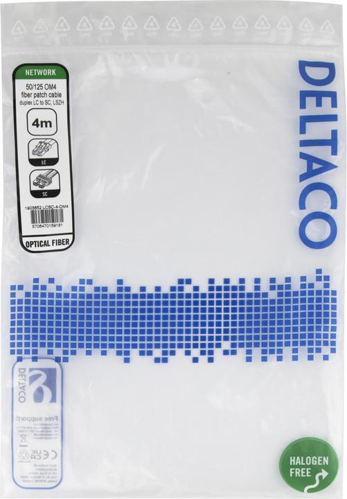 Produktbild Deltaco OM4 Fiber cable, LC - SC, duplex, multimode, 4,0m (4 m)
