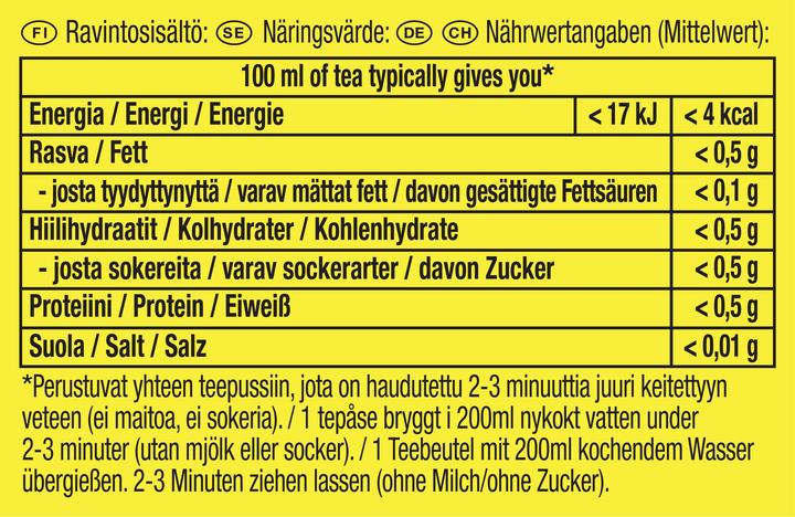Nährwerte und Zutaten Lipton Yellow Label 12x 40g KT (40 g)