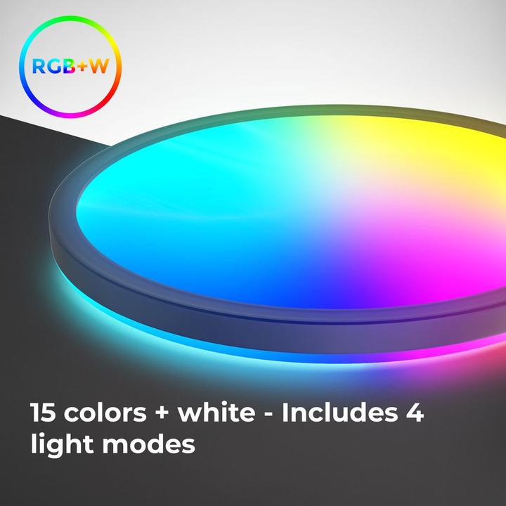 Actual product image B.K.Licht Ultra-flat RGB/W-LED panel with backlight, black, 1xLED/15W (1850 lm)