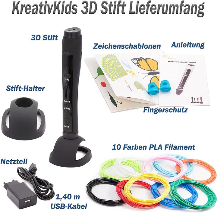 Produktbild KreativKids 3D Stift mit OLED Bildschirm (Schwarz)