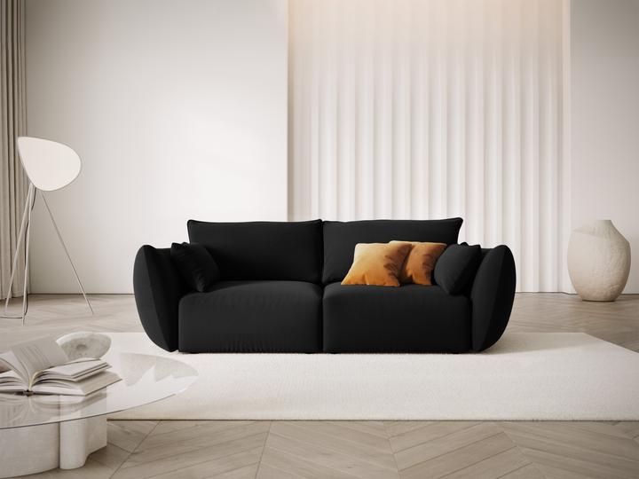 Actual product image Maison Heritage Velvet Sofa, "Clau", 2 Seats, Black, 180x110x85 Made in Europe