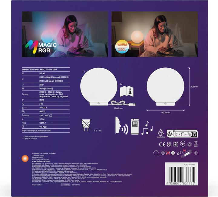 Immagine prodotto Ledvance Smart+ Ball Magic RGB Rgbw USB (200 lm)