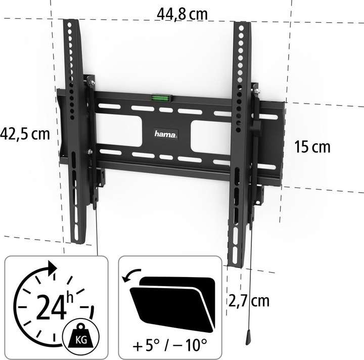 Produktbild Hama TV-Wandhalterung, neigbar, Diebstahlschutz, 165 cm (65") bis 50 kg (Wand, 65", 50 kg)