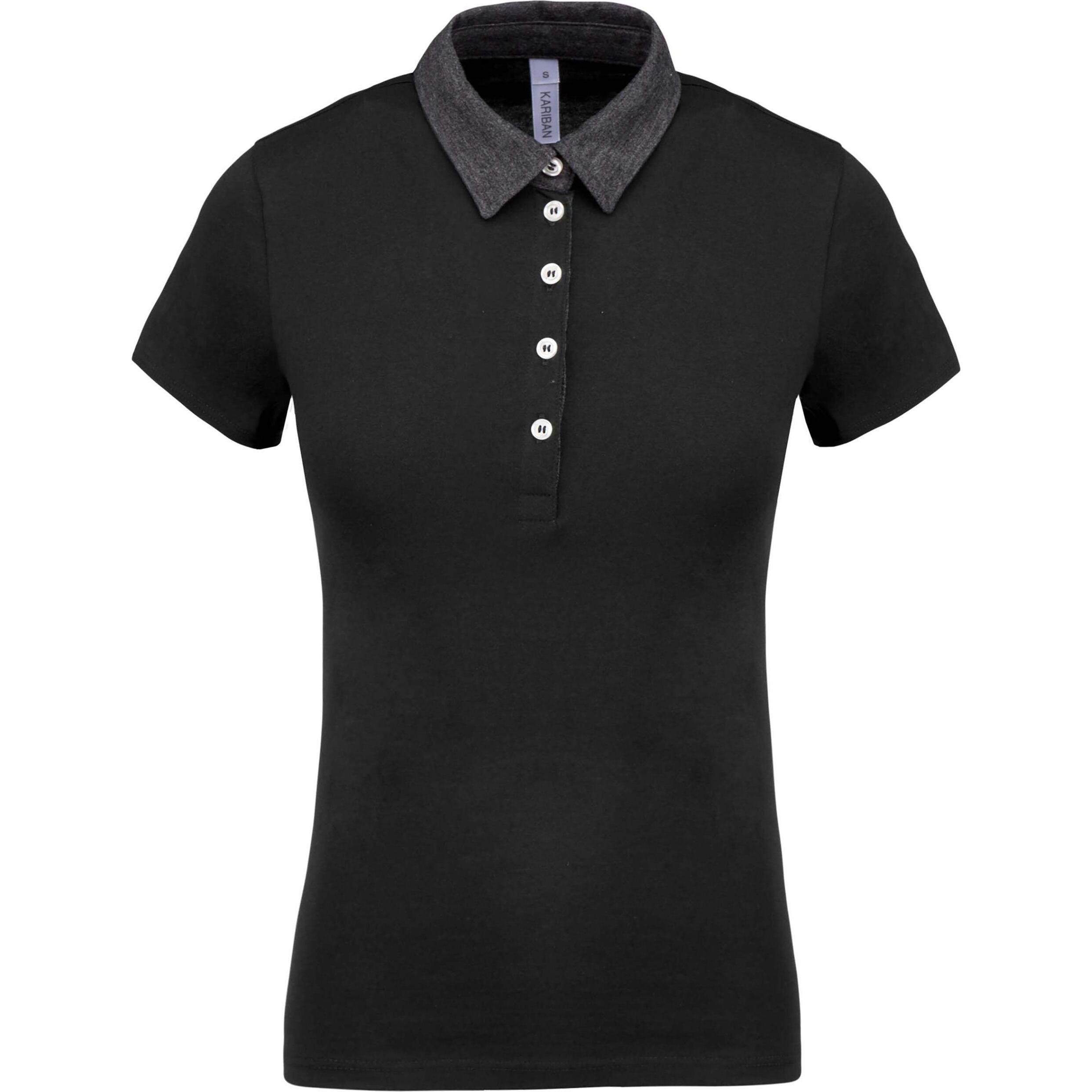 Kariban, Damen, Shirt, Poloshirt für Frauen, Schwarz, Grau, (L)