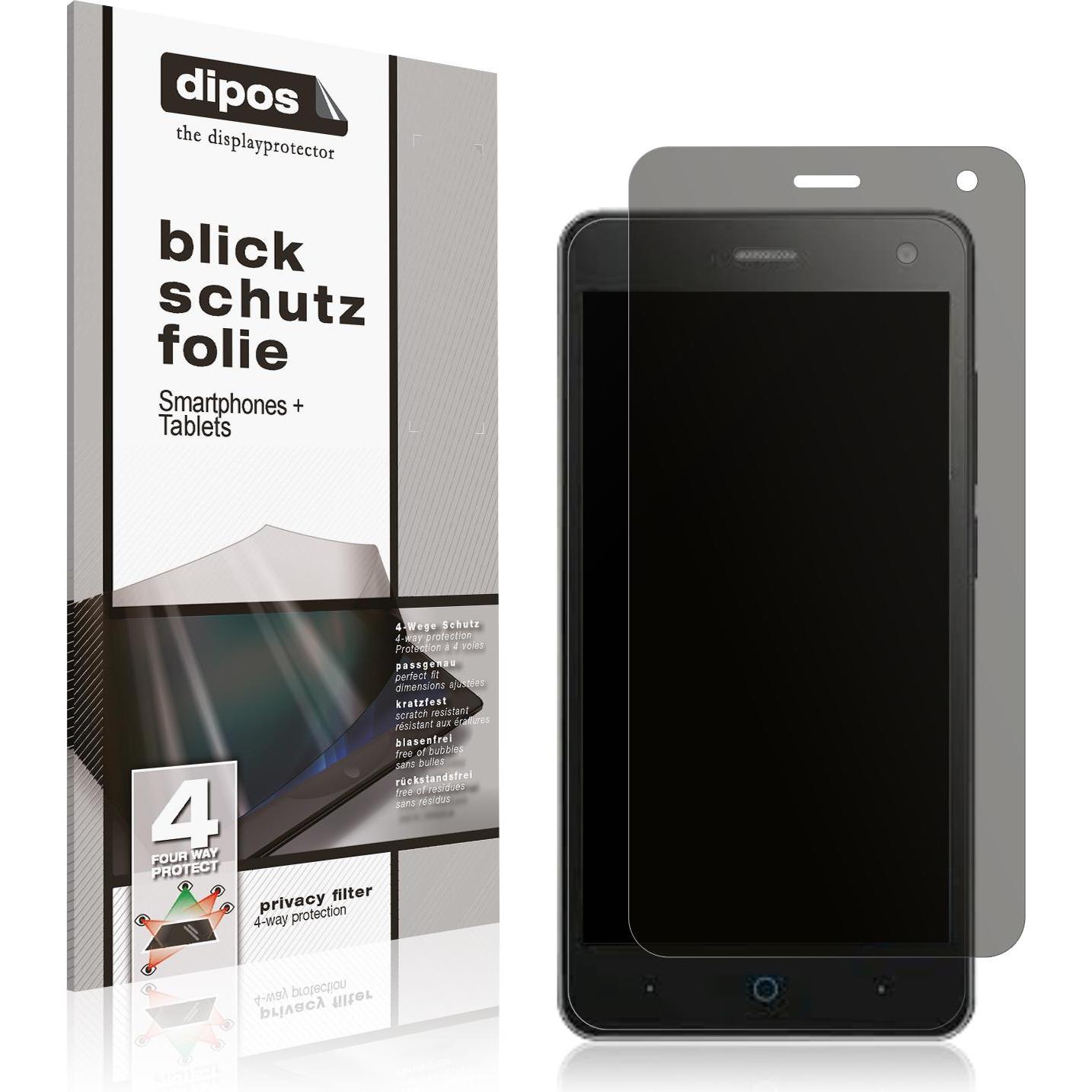 Dipos Blickschutzfolie 4-Way Privacy (1 Stück, ZTE Blade L3), Smartphone Schutzfolie, Transparent
