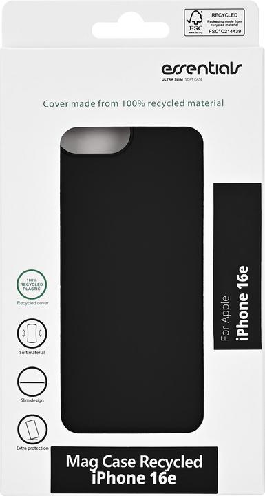 Produktbild Essentials iPhone 16e/17e Cover Recycled Black (Apple iPhone 16e)