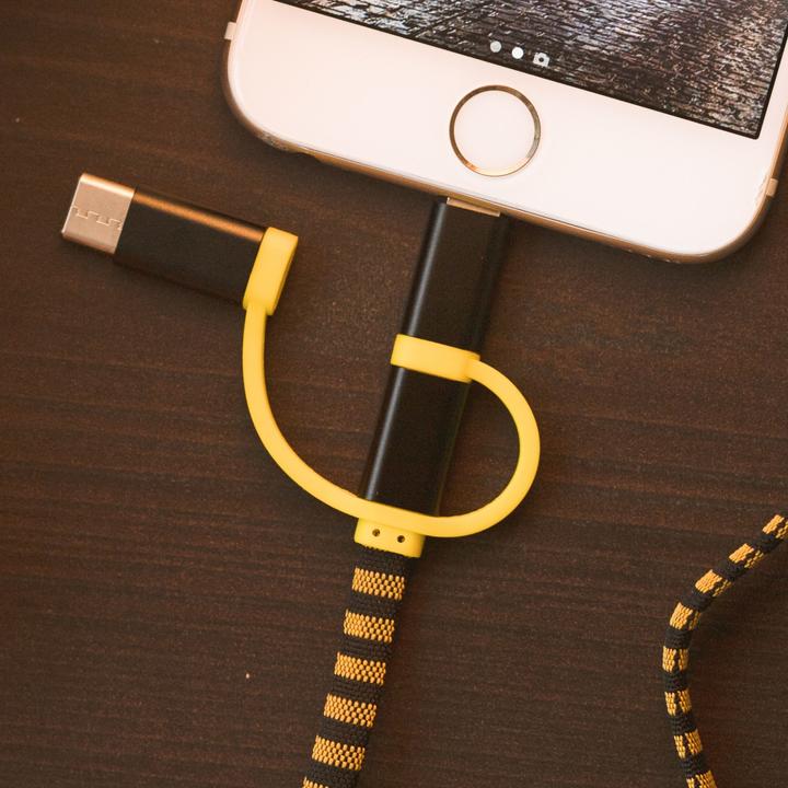 Produktbild PowerSquad Ladekabel 3in1 Hogwarts Hufflepuff (1 m, USB 3.0)