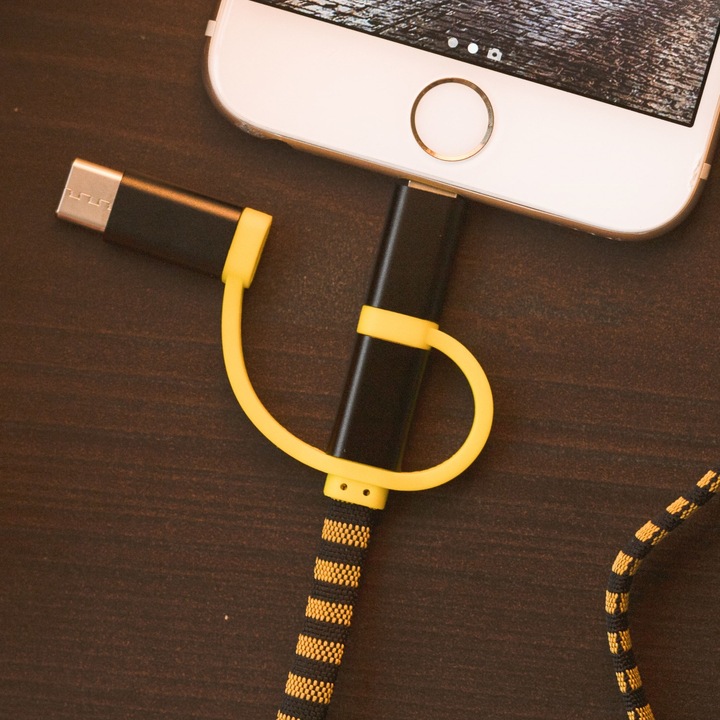 Actual product image PowerSquad Charging cable 3in1 Hogwarts Hufflepuff (1 m, USB 3.0)