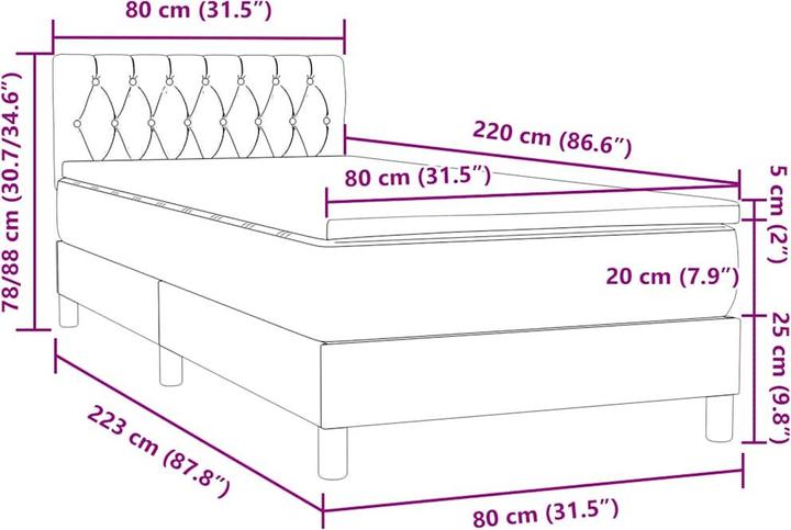 Image du produit vidaXL Boxspringbett (80 x 220 cm)