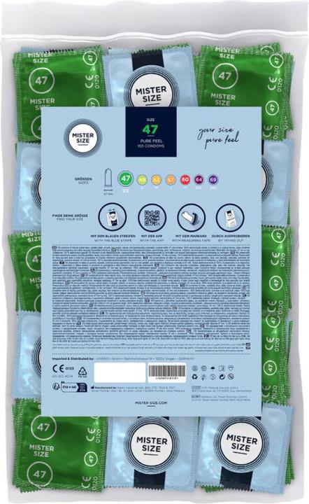 Actual product image Mister Size 47 mm condoms, 100 pieces, natural rubber latex, ultra-thin, silicone-moistened (100 pcs.)