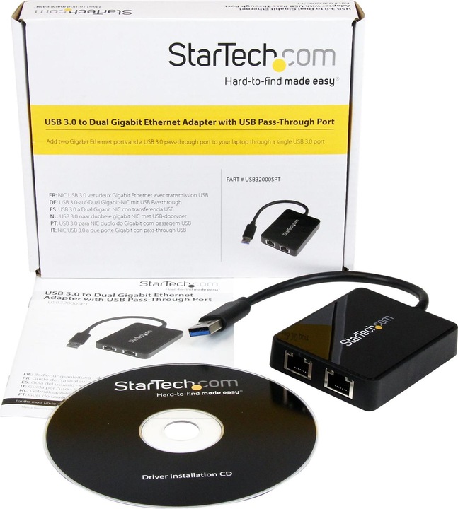 Image du produit StarTech USB 3.0 Double Port Gigabit Nic Nic (USB, RJ45 Gigabit Ethernet (2x))