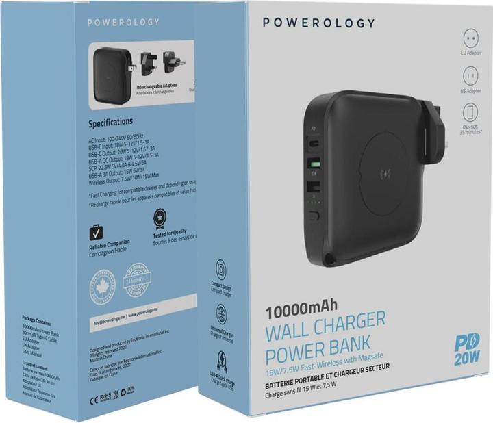 Produktbild Powerology Magsafe Wall Charger 10000mAh PD 20W (15 W)