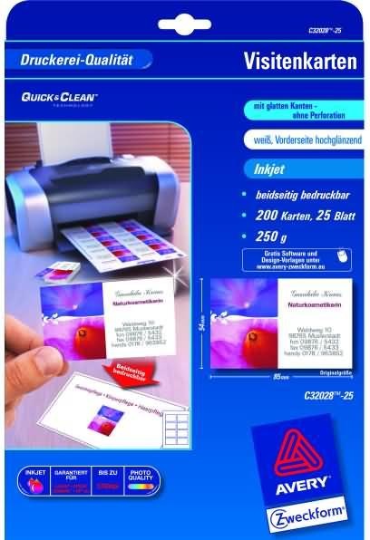 Immagine prodotto Avery Biglietti da visita premium, bordi lisci, 85x54 mm (240 g/m², 25 x, A4)
