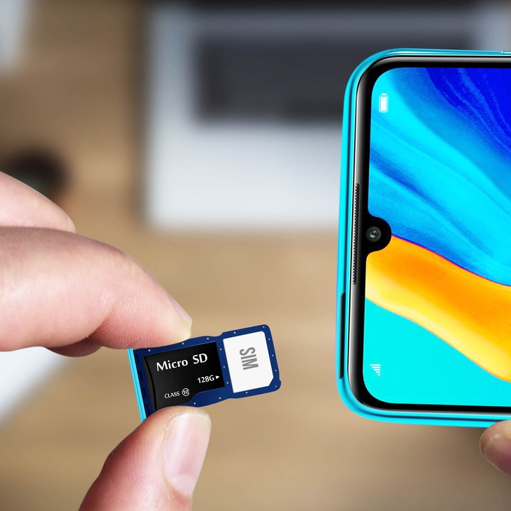 Image du produit Clappio Support de carte nano sim, support micro SD Pièce de rechange pour Huawei P30 Lite Bleu (Support de carte SIM, Huawei P30 Lite)