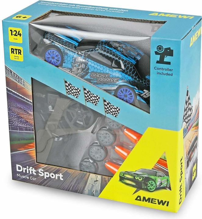 Produktbild Amewi Drift Sport Muscle Car 4WD 1:24 RTR blau (RTR Ready-to-Run)